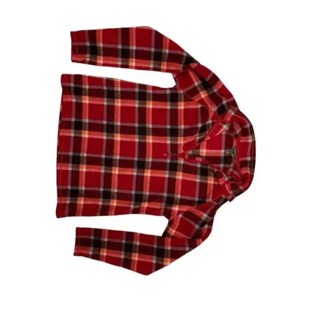 Eddie Bauer Red Plaid Hooded Pullover Sweatshirt